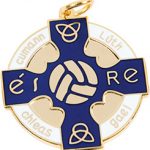 blue, gold gaelic football, hurling, medal, coin, award
