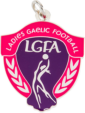 gaelic football, women's medal, pink, purple