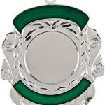 silver shield medal, green