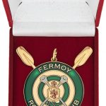 rowing club award coin, red medal box
