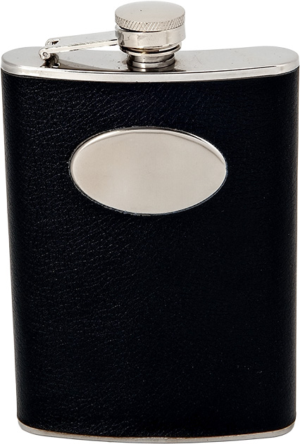 black and silver hip flask