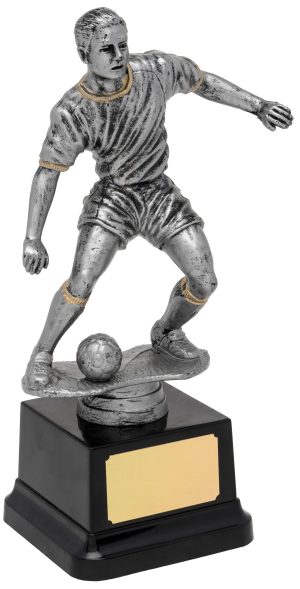 silver soccer player trophy, football