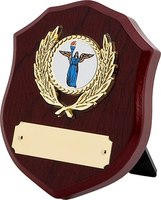 wood shield plaque, award