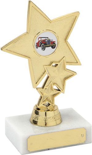gold star trophy, car award, marble base