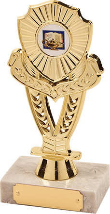 gold shield trophy, marble base