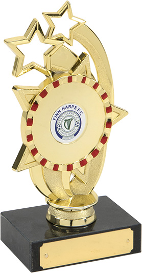 shooting star trophy, red, gold