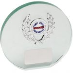 glass round award, plaque