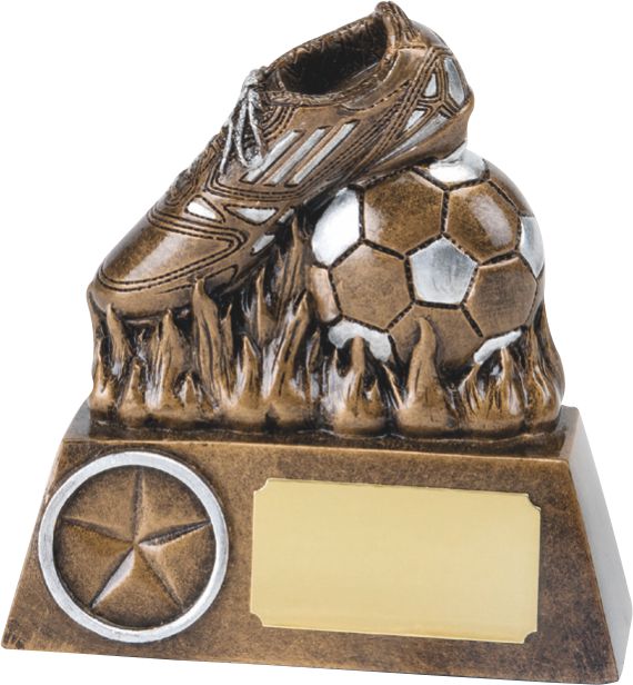 soccer boot and ball, bronze, football