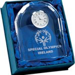 special olympics engraved award, glass