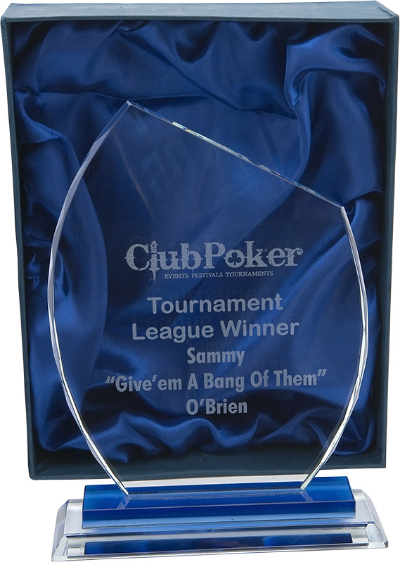 Poker club award, glass award