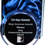 glass award, plaque, black and silver