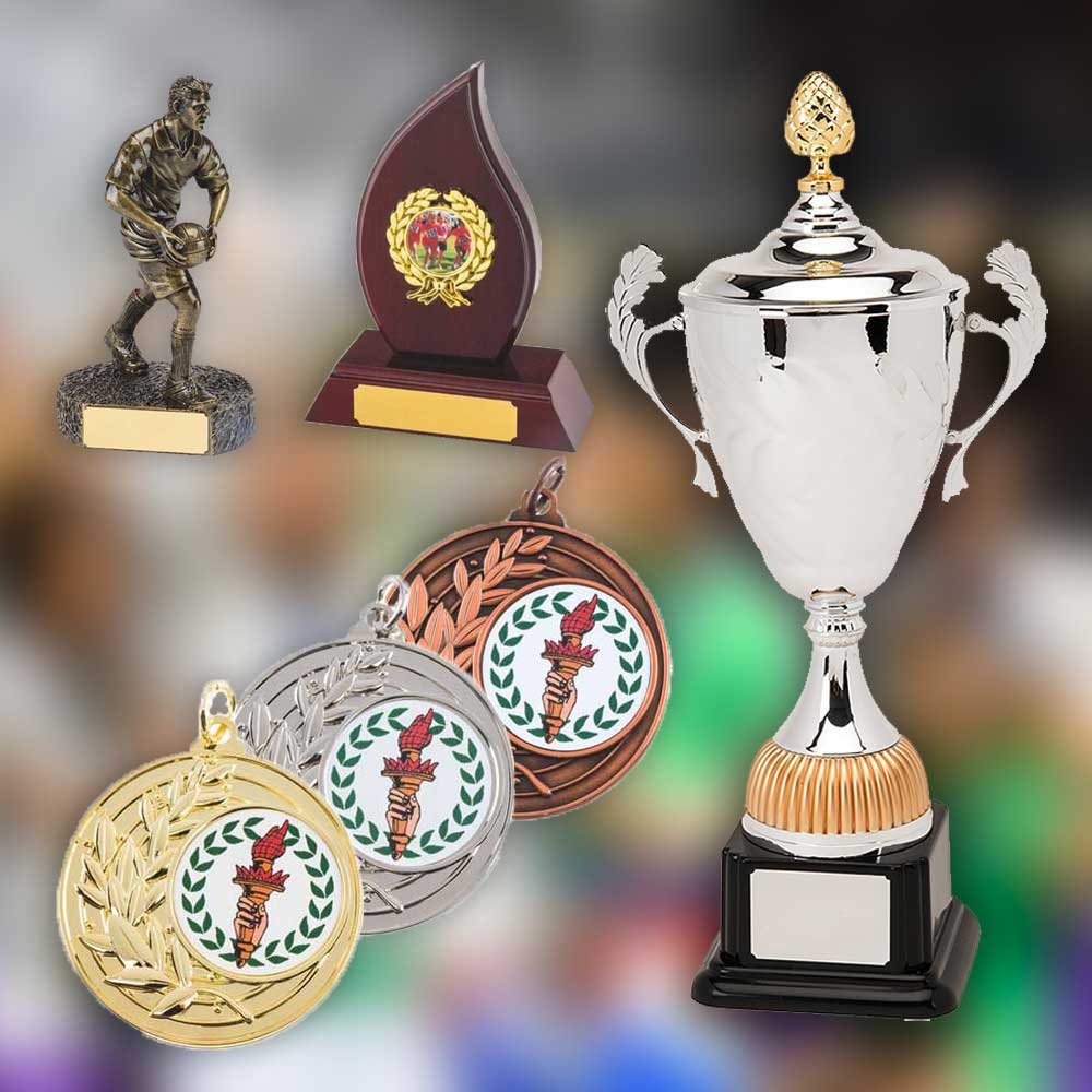 silver cup trophy, medal, soccer player statue