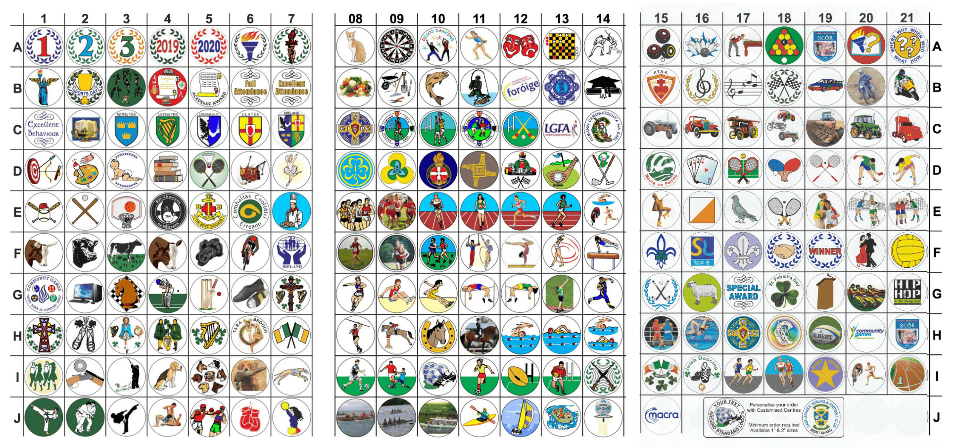 trophies ireland custom medal sticker selection