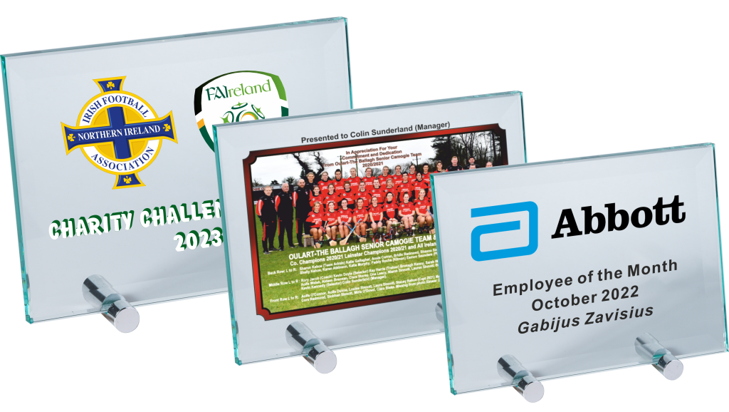GL35C GLASS PLAQUE 15 x 20cm FULL COLOUR PRINTED Trophies Ireland