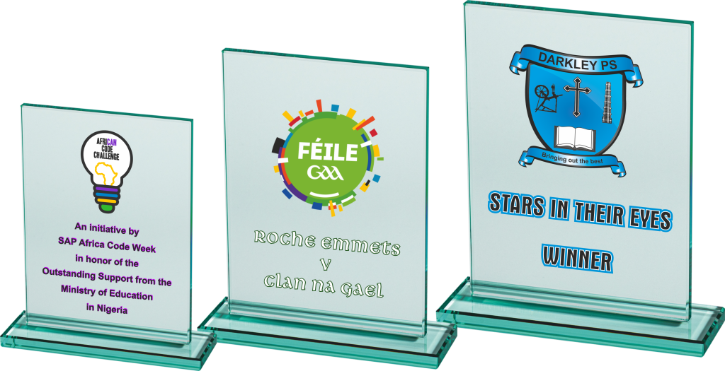 GL90C GLASS PLAQUE 20cm FULL COLOUR PRINTED IN A SATIN LINED PRESENTATION BOX Trophies Ireland